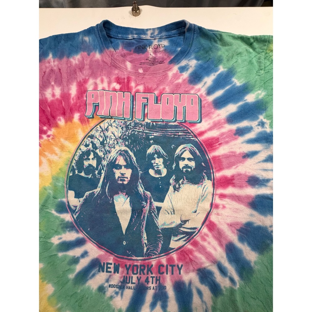 Pink Floyd Graphic T-Shirt Large‎ Multicolor Rainbow Tie-Dye NYC 1987 Tour Rock